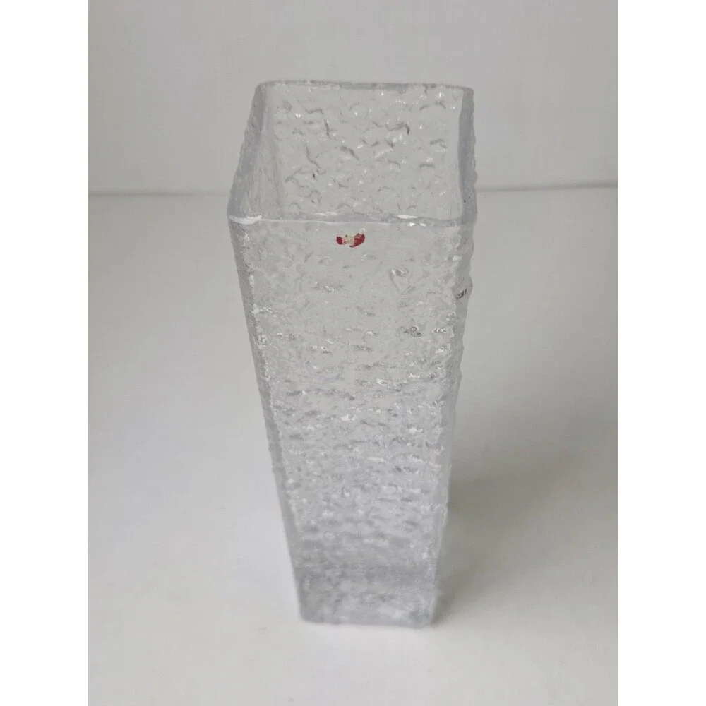 Vintage Iittala Finland Linearia Crinkle Square Vase 7.5